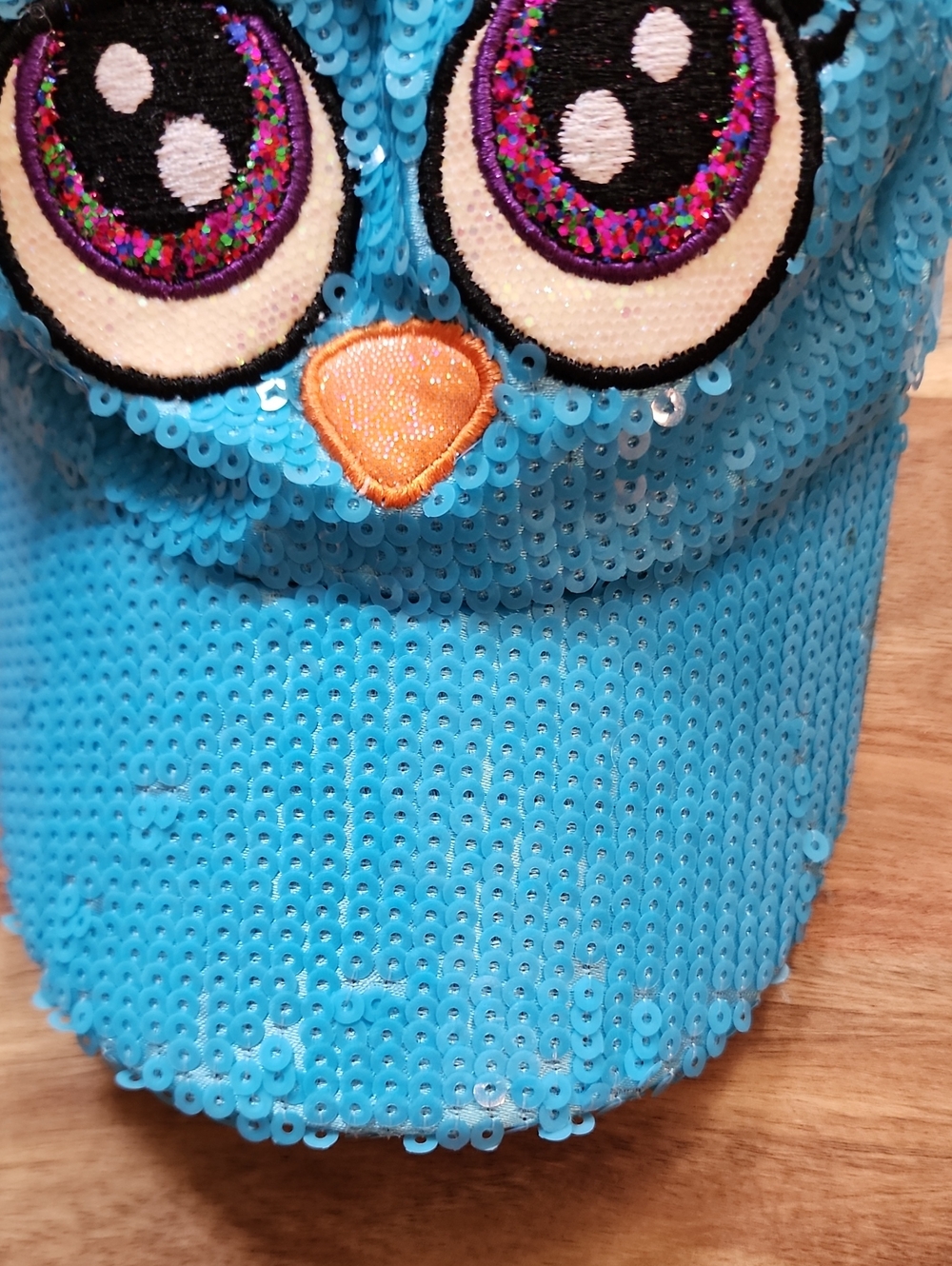 Justice Girls Sequin Owl Character Baseball Cap Hat Blue OS - Picture 3 of 9